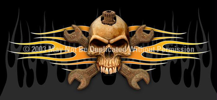 Window Graphic - 30x65 Skull & Wrenches 2