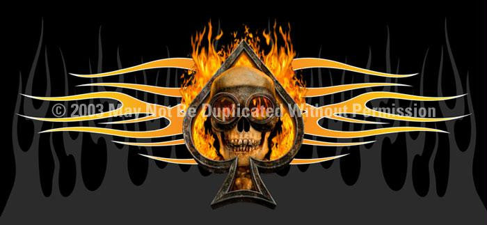 Window Graphic - 30x65 Flaming Ace Skull