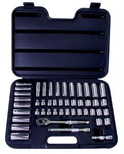 47 Piece 3-8-Inch Drive 6 Point SAE and Metric Socket Set In Blow Molded Case