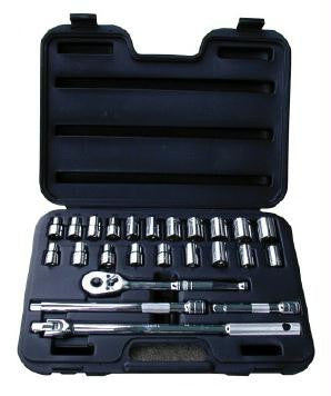 24 Piece 1-2-Inch Drive 6 Point SAE and Metric Socket Set
