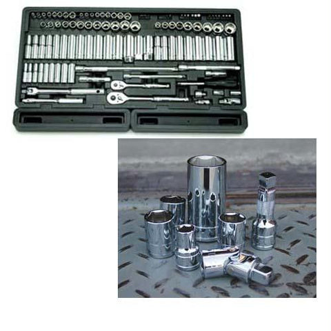 106 Piece 1-4-Inch and 3-8-Inch Drive 6-Point Socket Set in Blow Molded Organizer Tray