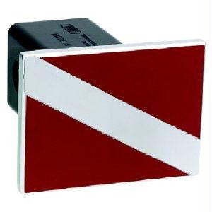 Divers Flag - Red & Polished - Square - 2 Inch Billet Hitch Cover