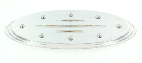 All Sales Grille Emblem Oval Step Style Polished With Rivets And Ball Milled Lines 7 Length