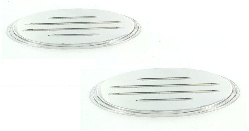 All Sales Grille - Tailgate Emblem Oval Step Style Polished With Ball Milled Lines 9 Front 9 Rear Length