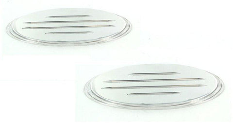 All Sales Grille - Tailgate Emblem Oval Step Style Polished With Ball Milled Lines 9 Front 9 Rear Length