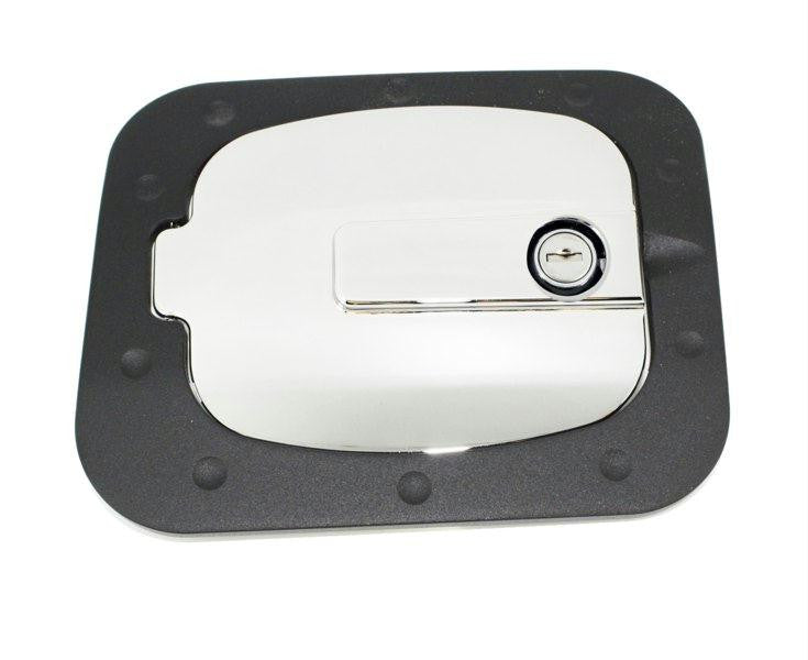 All Sales Race Style Billet Fuel Dr  7 1-4 X 6 5-8 Ring  5 3-8 X 41-2 Door -Gloss Black Ring and Chrome Lockin
