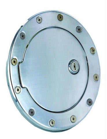 All Sales Race Style Billet Fuel Dr  7 1-8 Ring O.D.  5 1-8 Door O.D.-Brushed Chrome Locking