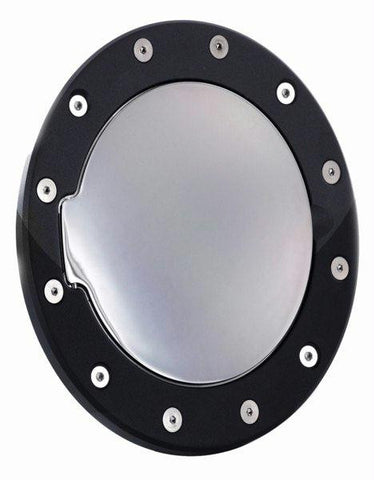 All Sales Race Style Billet Fuel Dr  7 1-8 Ring O.D.  5 1-8 Door O.D.-Gloss Black Ring and Chrome Door