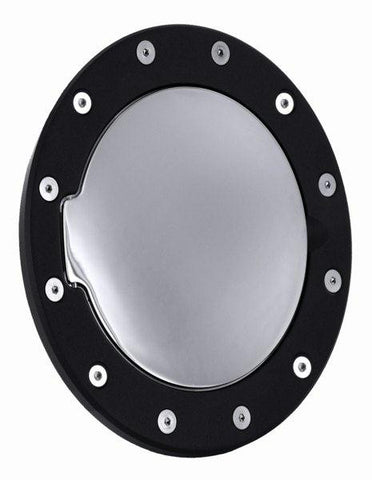 All Sales Race Style Billet Fuel Dr  7 1-8 Ring O.D.  5 1-8 Door O.D.-Flat black Ring and Chrome Door