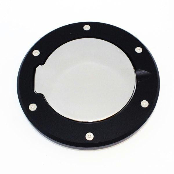 All Sales Race Style Billet Fuel Dr  6 3-4 Ring O.D.  5 1-8 Door O.D.-Gloss Black Ring and Chrome Door