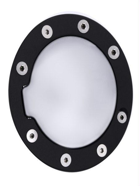 All Sales Race Style Billet Fuel Dr 5 3-4 Ring O.D.  4 1-8 Door O.D.-Gloss Black Ring and Chrome Door