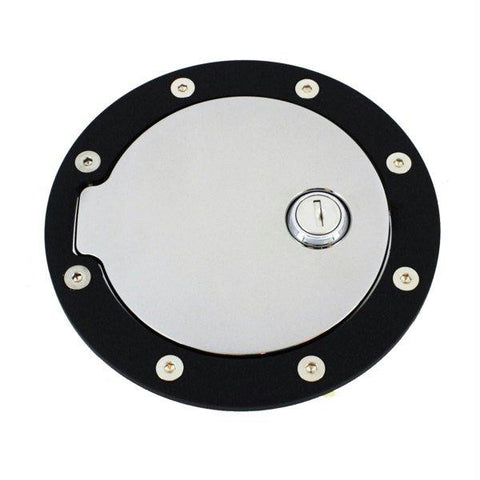 All Sales Race Style Billet Fuel Dr  5 1-2 Ring O.D. 4 1-8 Door O.S-Flat Black Ring and Chrome Locking Door