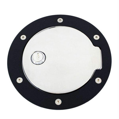All Sales Race Style Billet Fuel Dr  6 1-4 Ring O.D. 4 1-2 Door O.D. -Gloss Black Ring and Chrome Locking Door