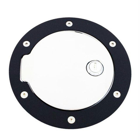 All Sales Race Style Billet Fuel Dr  6 1-4 Ring O.D. 4 1-2 Door O.D. -Flat Black Ring and Chrome Locking Door