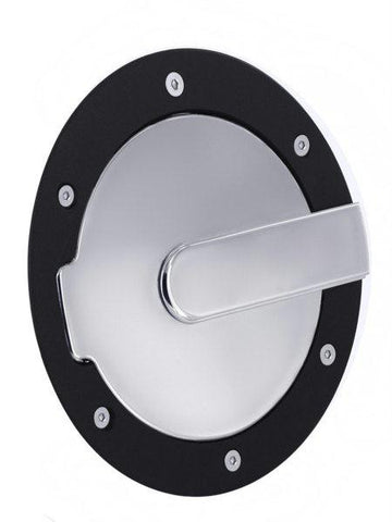 All Sales Race Style Billet Fuel Dr  7 Ring O.D.  5 1-8 Door O.D.-Gloss Black Ring and Chrome Door