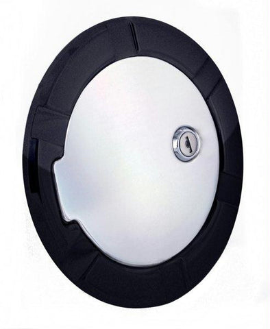 All Sales Striker Style Billet Fuel Dr 6 5-16 Ring O.D.  4 1-2 Door O.D.-Gloss Black Ring and Chrome Locking D