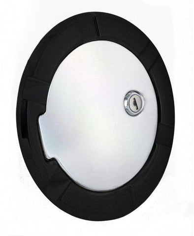 All Sales Striker Style Billet Fuel Dr 6 5-16 Ring O.D.  4 1-2 Door O.D.-Flat Black Ring and Chrome Locking Do