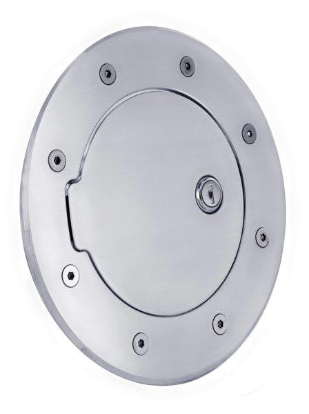 All Sales Race Style Billet Fuel Dr  8 1-8 Ring O.D. 5 1-8 Door O.D.-Brushed Chrome Locking