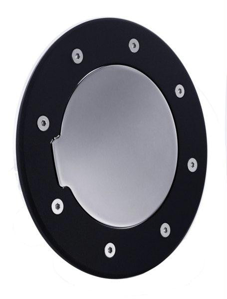 All Sales Race Style Billet Fuel Dr  8 1-8 Ring O.D. 5 1-8 Door O.D.-Flat black Ring and Chrome Door