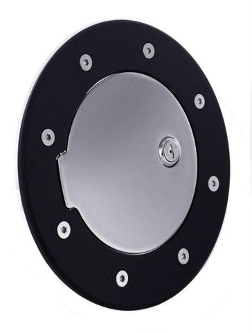 All Sales Race Style Billet Fuel Dr  8 1-8 Ring O.D. 5 1-8 Door O.D.-Flat Black Ring and Chrome Locking Door