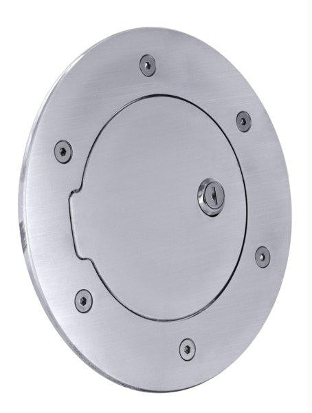 All Sales Race Style Billet Fuel Dr  8 1-8 Ring O.D. 5 1-8 Door O.D.-Brushed Chrome Locking