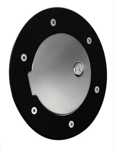 All Sales Race Style Billet Fuel Dr  8 1-8 Ring O.D. 5 1-8 Door O.D.-Flat Black Ring and Chrome Locking Door