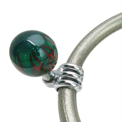American Shifter Green Flame Suicide Brody Knob Translucent w- Metal Flake