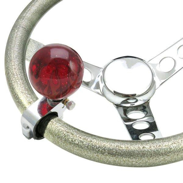 American Shifter Red Flame Adjustable Suicide Shift Knob Translucent w- Metal Flake