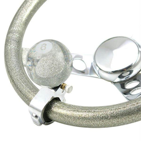 American Shifter Clear 8 Ball Adjustable Suicide Brody Knob Translucent w- Metal Flake