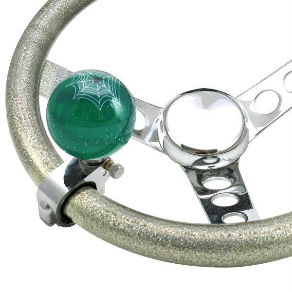 American Shifter Green Spider Adjustable Suicide Brody Knob Translucent w- Metal Flake