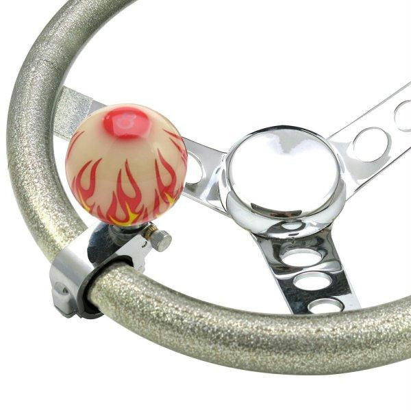 American Shifter Ivory Flame 8 Ball Adjustable Suicide Brody Knob Opaque