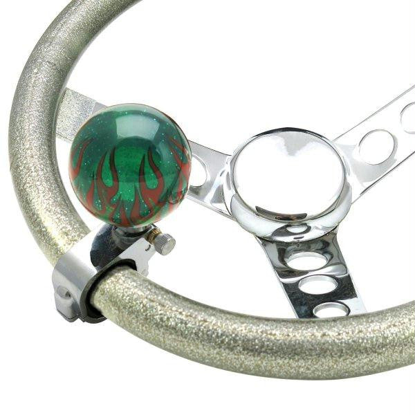 American Shifter Green Flame Adjustable Suicide Brody Knob Translucent w- Metal Flake